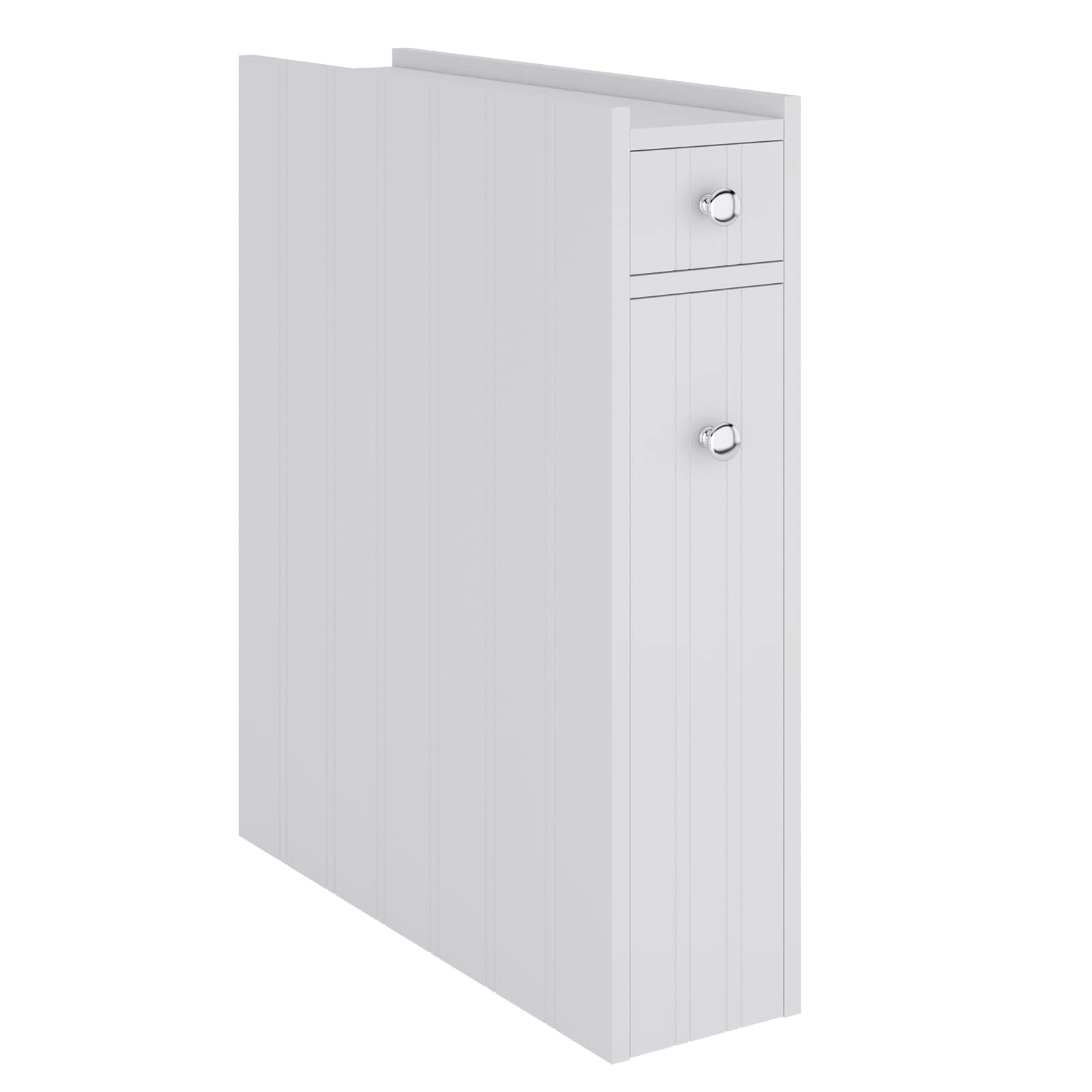 SoBuy Badkamerkast - Halfhoge Opbergkast - Badkamer Kast - Smal Badkamerkastje met 3 Planken en 2 Deuren – Wit - 41 x 36 x 86 cm - BZR56-W