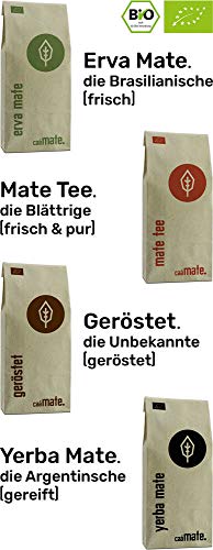 Mate Tee Probierset ● 4 Bio Matesorten ● je 100g Erva Mate + Yerba Mate + grüner Matetee + gerösteter Matetee