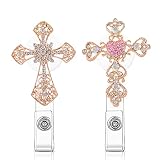 ZOSTLAND Cross-Shaped Overlapping Diamonds Cute Retractable Badge Reel, Holder for Office Work Nurse