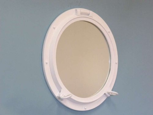 Hampton Nautical Gloss White Finish Porthole Mirror, 24" #TOP1