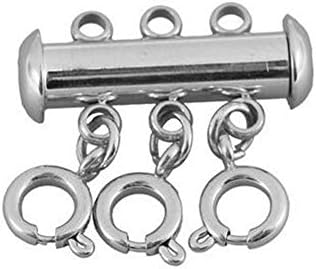 6Pcs 3 Sizes Clasp Lock Necklace Lock Jewelry Connector Multi Strands Slide Tube Clasps for Layered Necklace Bracelet Jewelry Crafts (Silver + Gold)