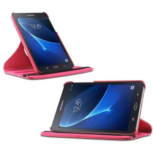 Image of M Cart 360 Degree Rotating Universal Camera Hole Leather Stand Case Cover for Samsung Galaxy Tab A 8.0 Inch T350, T351 (Red)