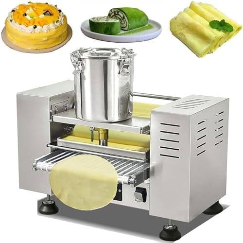 LMYYDES Máquina automática para Hacer Capas de Pasteles, máquina para Hacer Pasteles en Capas de 2200 W, crepera con Cinta transportadora, Velocidad y Temperatura Ajustables, 50 x 35 x 35 cm 8in