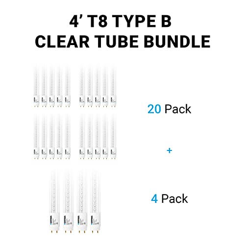 Parmida 4Ft Led T8 Ballast Bypass Type B Clear Light Tube 20-Pack And 4-Pack In 5000K (Day Light) #TOP1