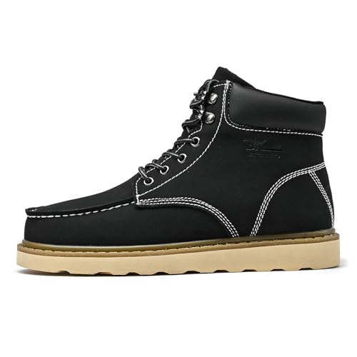 Image of MENS Work Boot High-tops Slip Resistant Protective Leather Shoes Outdoor Sports Fluffing Warm Shoes In Winter Cotton-padded Shose.