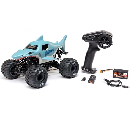 Losi 1/18 Mini LMT Megalodon 2S 4X4 RTR Brushed Monster Truck Battery & Charger Included Blue...