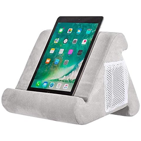 Soft Tablet Stand with Net Pocket - Universal Multi-Angle Book Rest Reading Pad Support Cushion Tablet Wedge Holder - Lazy Holder for eReaders, Magazines, Kindle, Smartphones (Grey)…… Cover