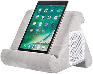 Soft Tablet Stand with Net Pocket - Universal Multi-Angle Book Rest Reading Pad Support Cushion Tablet Wedge Holder - Lazy Holder for eReaders, Magazines, Kindle, Smartphones (Grey)……