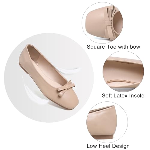 Image of Dear Time Women's Casual Foldable Ballet Flats Square Toe Ballerina Flats Shoes Comfortable