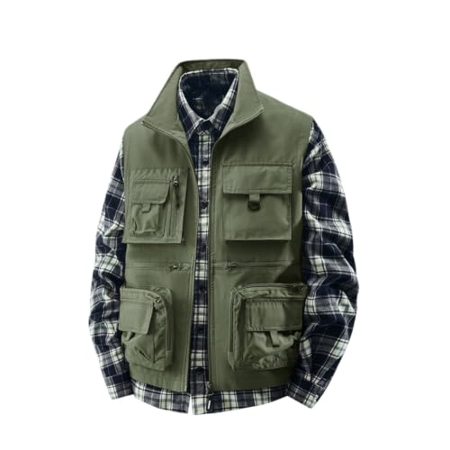 Chaleco ligero de pesca para hombre con cremallera y cuello alto