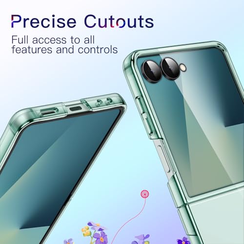 Image of JETech Case for Samsung Galaxy Z Flip 7 2025, Crystal Transparent Hard PC Shell, Anti-Scratch Shockproof Slim Protective Phone Cover (Mint)