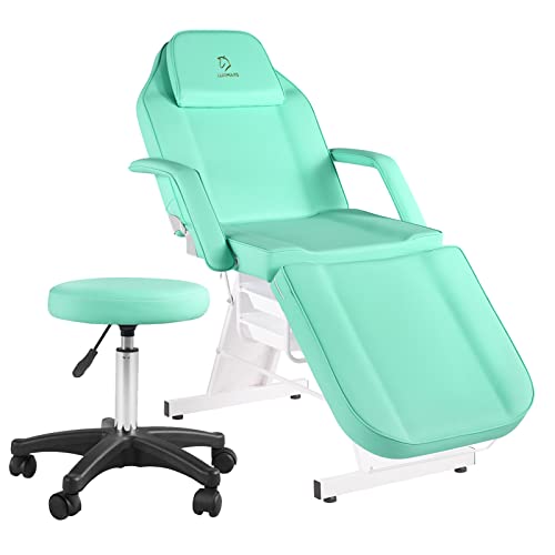 Luxmars Massage Spa Bed Facial Chair Table Tattoo Chair 73In 3-Section Multipurpose Massage Bed Professional Facial Chair Tattoo Table Beauty Spa Salon Equipment Light Green #TOP2