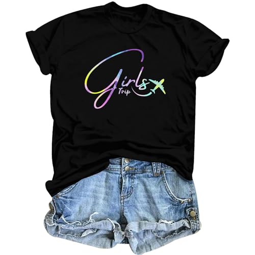 ASTANFY Girls Trip Shirt Womens Bestie Shirts Casual Summer Vacation Tshirts Family Matching Outfits