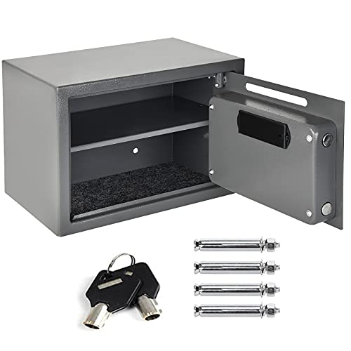 AYCDL Caja Fuerte para El Hogar con Llave, Cerradura Combinada, Caja De Seguridad Electrónica De Pared con Llaves, Gris, 35 X 25 X 25 Cm,Gray-35X25X25Cm