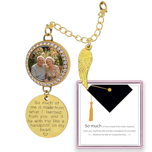 2026 Graduate Memorial Photo Charm Tassel Memorial Charm Class of 2026 Graduation 2026 DIY Photo in Memory Mortarboard Decoration for Cap and Gown Ceremony Charms (gold Clss of 2024 graduation)