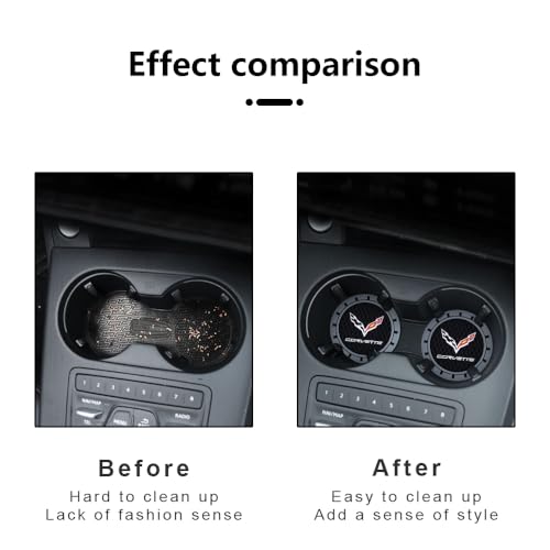 Image of Black Silicone Car Coasters for Corvette Series Series Non-Slip Car Cup Holder Coasters,Car Interior Accessory for Car Cup Holder 2.75IN 2Pack