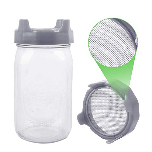 Sprouting Lids, Plastic Sprout Lid with Stainless Steel Screen for Wide Mouth Mason Jars, Germination Kit Sprouter Sprout Maker Grow Bean Sprouts, Blind Box, Green and Gray Color Sent in Random