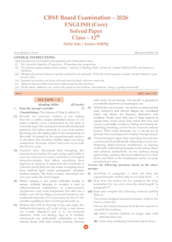 Image of Oswaal CBSE Class 12 English Core Question Bank | Chapter & Topic-wise Solved Papers (2017-2026) | Based on Syllabus (April 2026) | Includes 2026 Papers | For 2027 Exam
