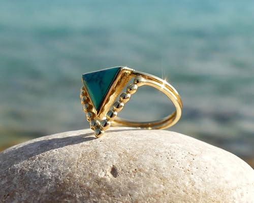 Copper Turquoise Women Wedding Ring, Natural Turquoise Ring For Her, Boho4