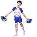 Produktbild G-Kids Mädchen Jungen Cheerleader Kostüm Cheerleading Cheerleader Uniform Kinder Karneval Fasching Party Halloween Kostüm mit 2 Pompoms Socken (Jungen 130)