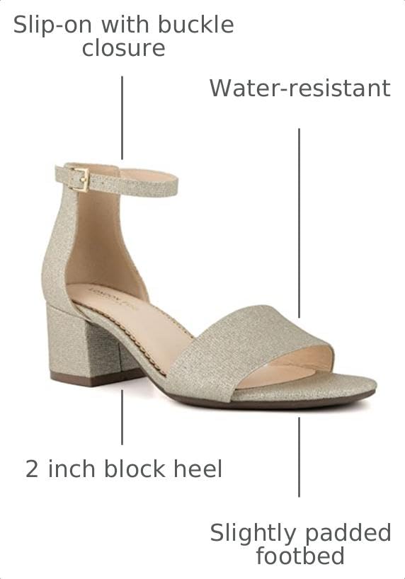 Image of LONDON FOG Women's Nikki Low Two Piece Block Heel Dress Shoe Ladies Ankle Strap Pump Sandal
