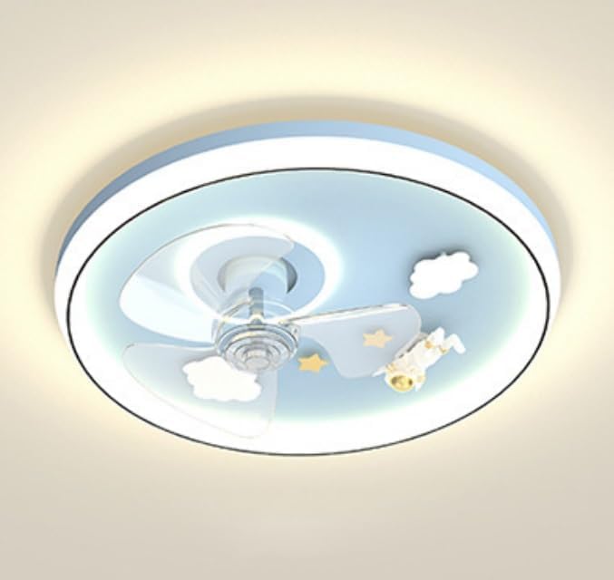 LED Fan Light with Lighting Dimmable Fan Light Modern Simple Space Astronaut Ceiling Fan Lamp Nordic Creative Round Ceiling Fan Light for Bedroom Kids Room Baby Room Toy Room