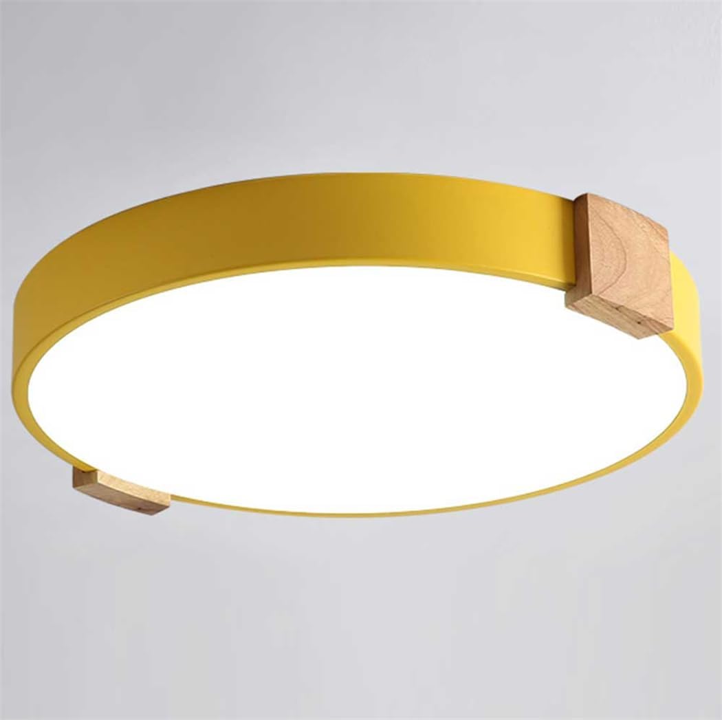 Colorsaron Yellow Led Flush Mount Ceiling Light Dimmable round Flat Ceiling Lights Nordic Style Led Flush Ceiling Lights Ceiling Semi Flush Mount Lighting for Cloakroom Bathroom Kitchen/Yell