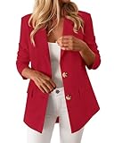 BTFBM Blazers for Women Business Casual 2026 Fall Clothes Lapel Open Front Winter Coats Work Office Suit Jackets Blazer(Red, Medium)