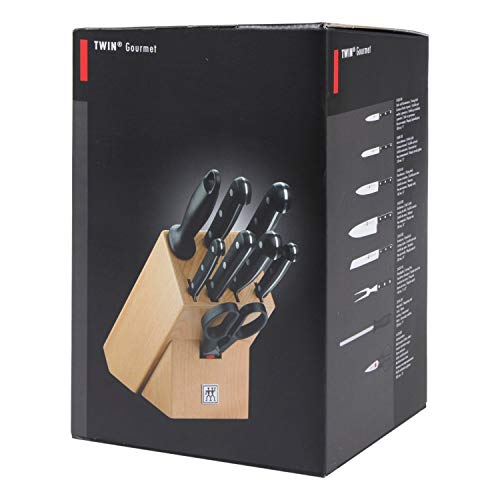 ZWILLING Bloque de cuchillos, 9 piezas, Bloque de madera, Cuchillos y tijeras de acero inoxidable especial/mango de plástico, Twin Gourmet - imagen 4
