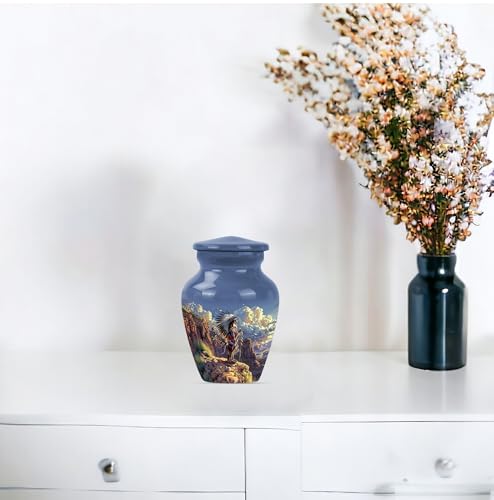 Image of Native American Urns for Human Ashes - Small Urns for Human Ashes Keepsake - Decorative Urns - Ash Urns for Humans - Urn for Ashes Adult Male - Cremation Urns for Burial (3 inch Pack of 4)