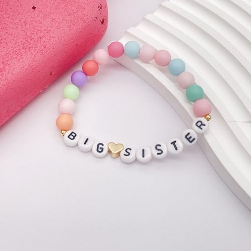 Image of Fuqimanman2020 Big Sister Bracelet Colorful Little Sister Bracelet Letter Beads Bracelet for Sister Jewelry Gift