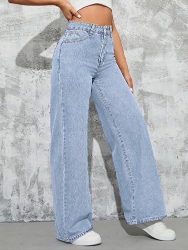 Image of Glossia Denim Baggy Jeans for Women | Stretchable High Waist Straight Fit Jeans for Women | High Rise Stretch Denim | Loose Fit Plus Size Denim (Sizes - 24 to 44) WJ81-1205-$