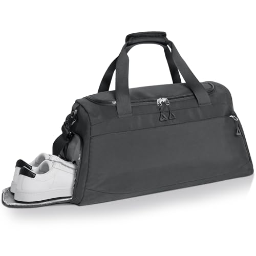 Romon Bolsa de Deporte, Grande Bolsa de Viaje con Zapatos y Compartimentos Húmedos Bolsa Gimnasio para Hombre Mujer Fin de Semana Travel Duffle Bag, Macuto Viaje Bolsos Deportivos Fitness, Negro-L