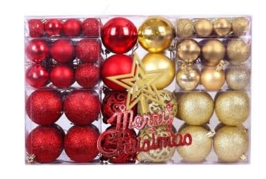 Image of 102PCS Christmas Baubles Set – Red & Gold Xmas Tree Ornaments | Shatterproof Hanging Baubles in Multiple Sizes | Glitter, Matte & Shiny Decorations | Holiday Tree Decor for Home, Office & Parties