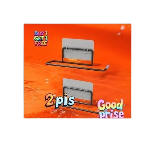 "Self Adhesive No Drill Toilet Paper Holder/Tissue Paper Roll Holder/Hanger/Towel Bar Stand for Bathroom Accessories (Black, 2)"|Design - for Home and Kitchen