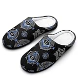JZDACH Lightweight Men's Printed Cotton Slippers Masonic Faith Hope And Charity Freemason Logo, Memory Foam Comfort Anti-Slip Sole Warm House Shoes