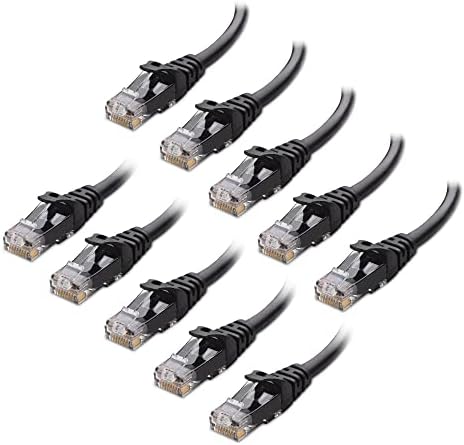 Cable Matters 10Gbps 10-Pack Snagless Short Cat 6 Ethernet Cable 7 ft (Cat 6 Cable, Cat6 Cable, Internet Cable, Network Cable) in Black