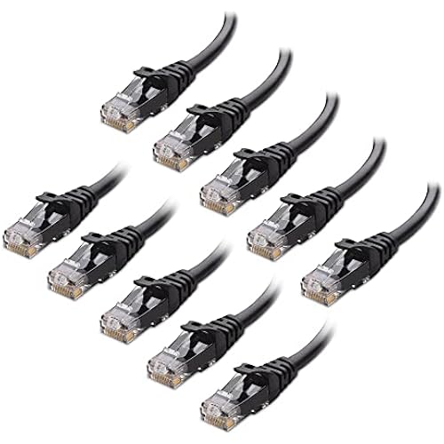 Cable Matters 10Gbps 10-Pack Snagless Cat 6 Ethernet Cable - 7ft, Cat 6 Cable, Cat6 Cord, Ethernet Cord, Black