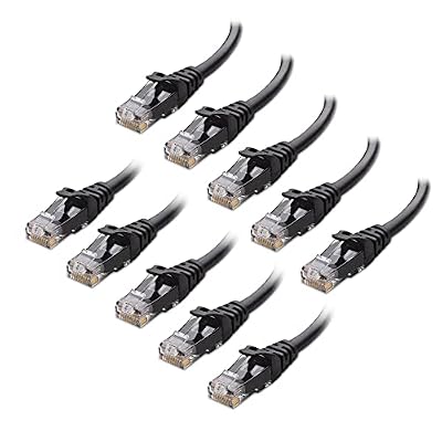 Cable Matters 10Gbps 10-Pack Snagless Cat 6 Ethernet Cable, 10ft, Black
