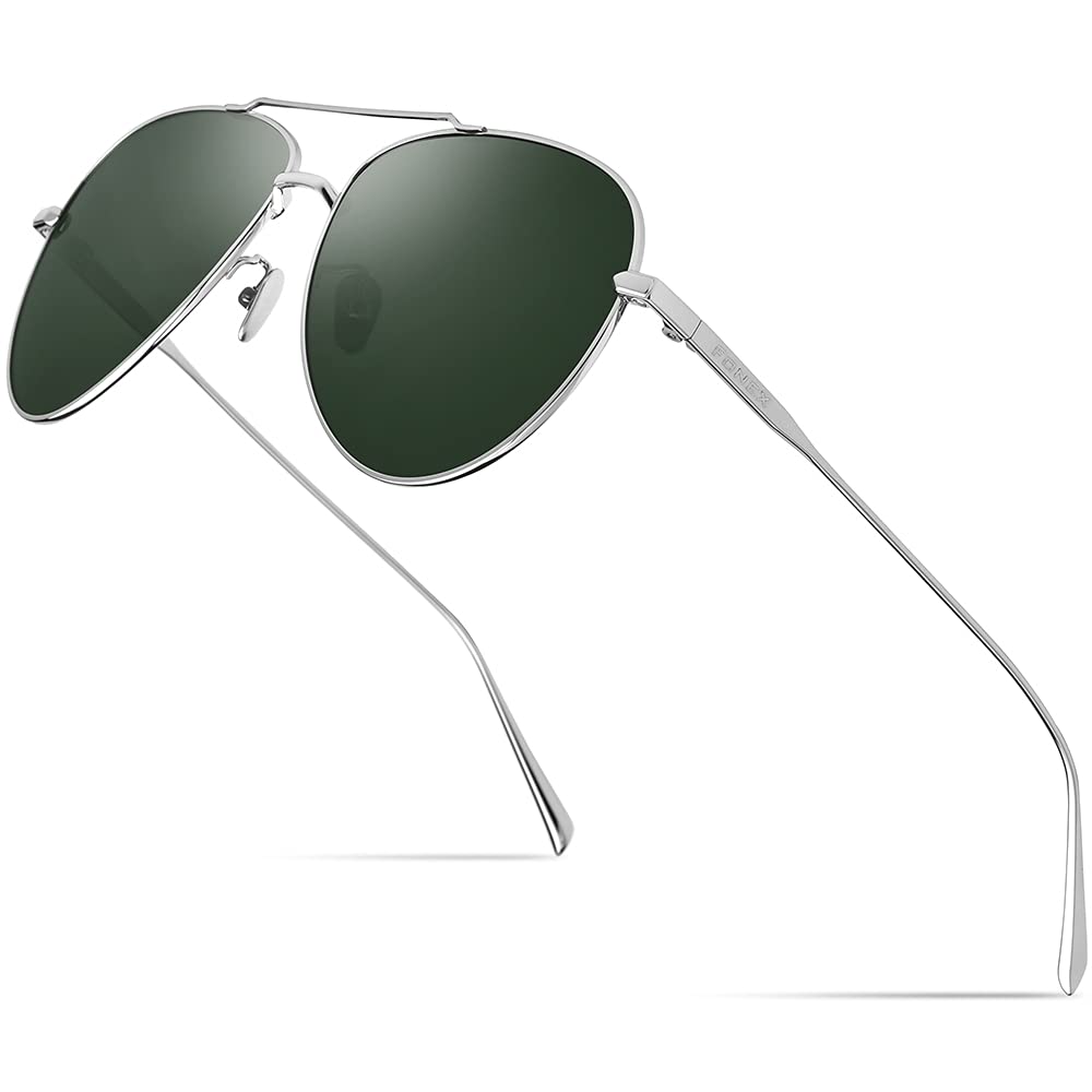 FONEX Ultralight Pure Titanium Polarized Sunglasses,Light Weight Aviation UV400 Sun Glasses for Men