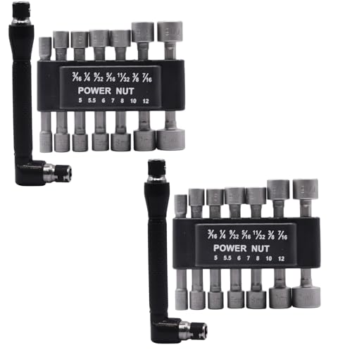 YXQ Nut Driver Bit Set, 1/4 inch Hex Drill Socket Screw Power Tools with L-shaped Manual Wrench,30 Piece