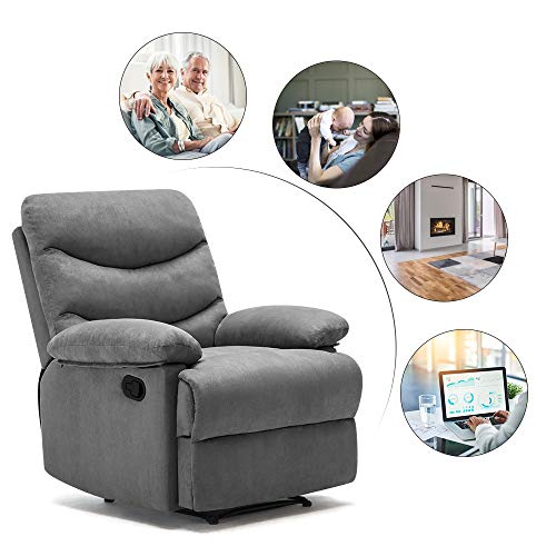 Recliner Chair for Living Room, Modern Recliner Chair for Living Room, Manual Adjustable Recliner Chair Recliner Sofa for Living Room Bedroom Office Theater, High Back Comfortable Recliner Chair Grey