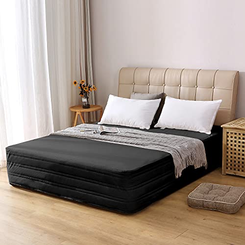 Marquess Bed Skirt Blended Quilted, Bed Skirt-14â€ Inch Tailored Drop Bed Skirt,Ultra Soft, Fade Resistant Dust Ruffle-Hotel Quality Bed Ruffle, Queen Bed Skirt Black (Black, Queen)