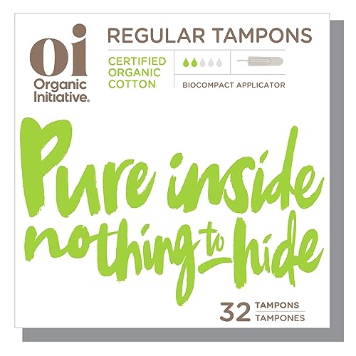 Oi 100% Certified Organic Cotton Tampons, Regular Absorbency, 32 Count | Unscented, Toxin, Chlorine And Chemical Free | Recyclable Applicator #TOP1