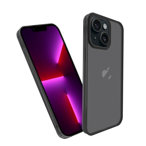 KPNS スマホケース 対応 iPhone 13 ケース 米軍MIL規格 肌触りも良い 半透明 耐衝撃 超軽薄 指紋防止 黄変防止 に適合する アイフォン13 保護 カバー（ブラック）