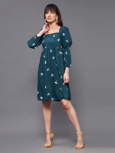 Image of Miss Chase Women's Round Neck Sleeveless Polyester Ruffled Knee- Length Dress