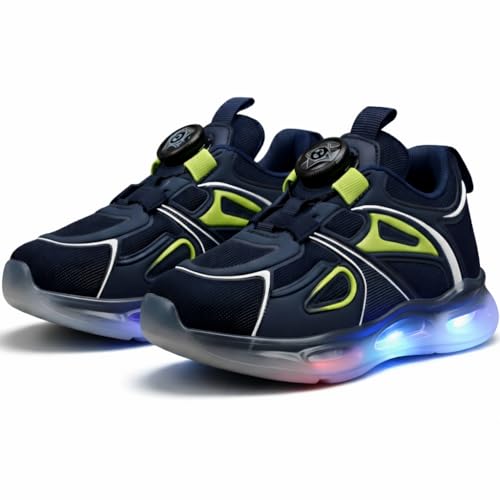 Image of HOOH Kids LED Light Up Shoes with Auto-Lace Drawstring Closure, Breathable Mesh Sneakers for 1 Years to 12 Years Boys and Girls