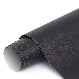 Kunstleer zelfklevend, 34 x 120 cm kunstleer reparatieset sterk hechtend leer reparatieset voor bank, meubels, jassen, autostoelen, handtassen (zwart)