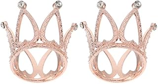 WINOMO 2pcs Crown Shape Crystal Ball Stand Base Crystals Sphere Stand Quartz Ball Holder Antique Metal Display Stand for All Kinds Balls Rose Gold