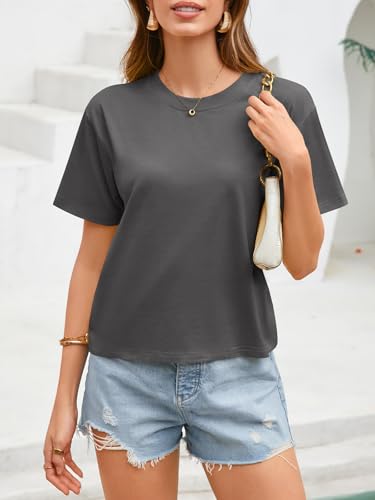 Image of UNCLECAT Womens Short Sleeve Crop Tops Summer Basic Cropped T Shirts